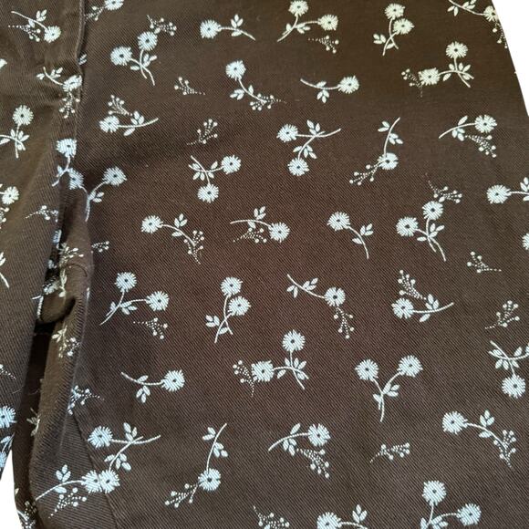 VTG Ann Taylor Early 2000s Y2K Floral Straight Leg Cropped Pants 16 Brown Blue - Picture 3 of 9